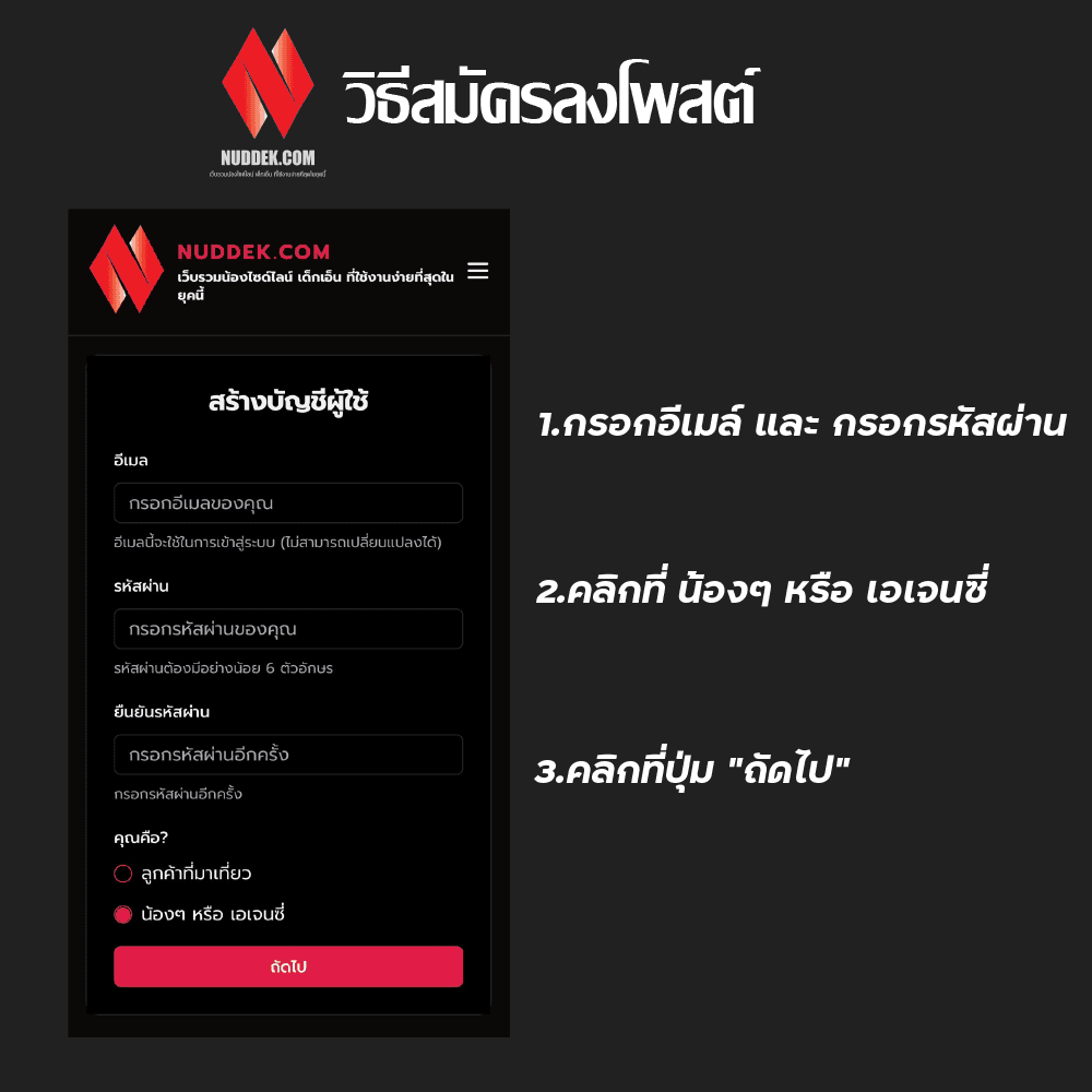 วิธีสมัคร และ สร้างโปรไฟล์